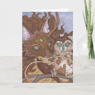 Bright Eyes Owl and Dragon Card