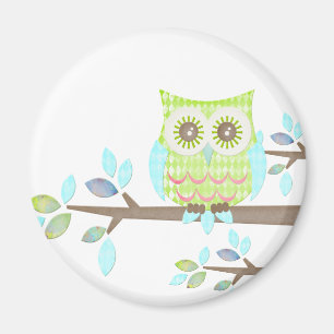 Bright Eyes Owl in Tree Magnet