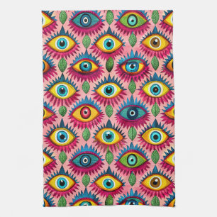 Bright eyes tea towel