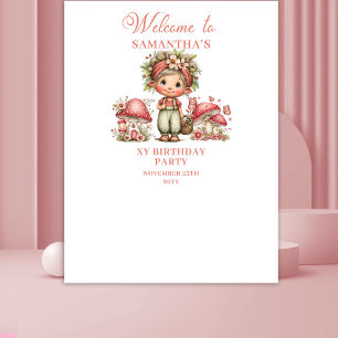 Bright Fairy Blush Floral Birthday Banner Tapestry