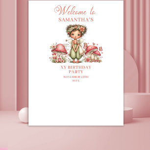 Bright Fairy Blush Floral Birthday Banner Tapestry