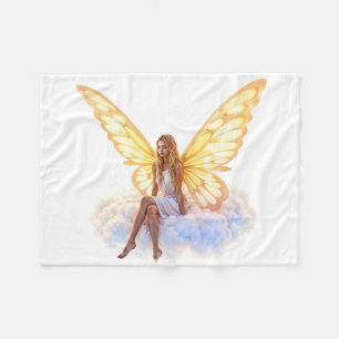 Bright fairy golden butterfly wings gentle beauty fleece blanket