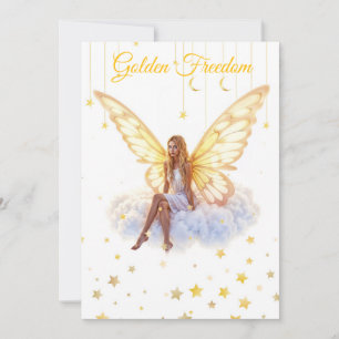 Bright fairy golden butterfly wings gentle beauty invitation