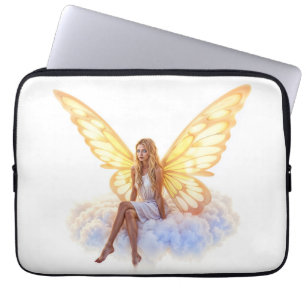 Bright fairy golden butterfly wings gentle beauty laptop sleeve