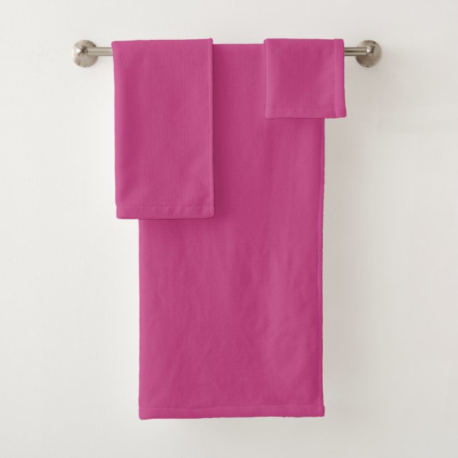Bright Fall Fuchsia Solid Colour Print Bath Towel Set (Insitu)