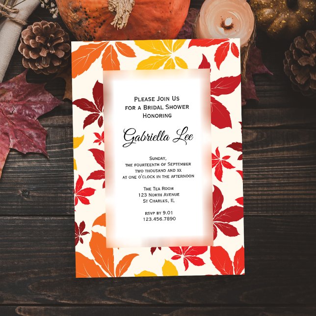 Bright Fall Leaves Bridal Shower Invitation (Set a warm seasonal tone for your event with the Bright Fall Leaves Bridal Shower Invitation.)