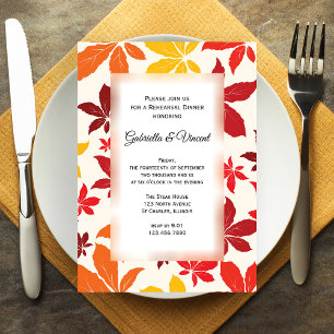 Bright Fall Leaves Wedding Rehearsal Dinner Invitation