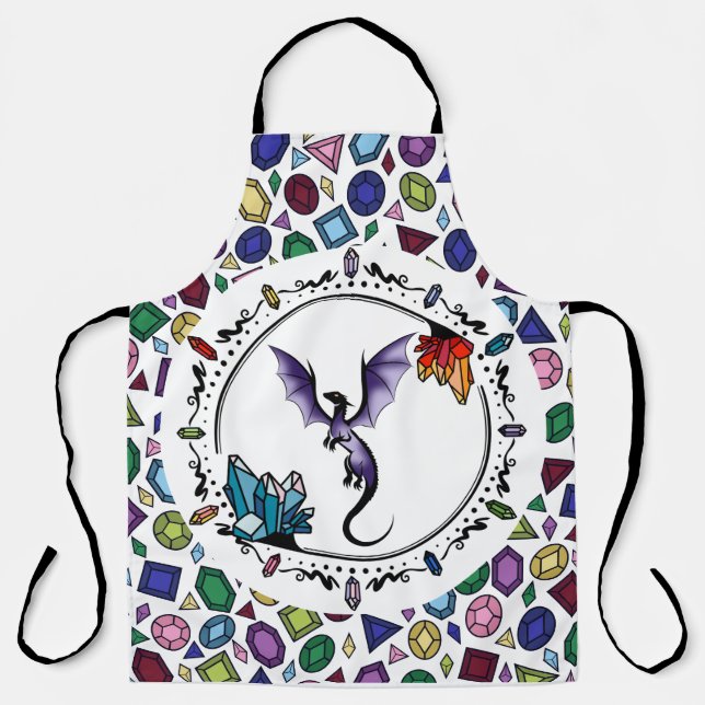 Bright Fantasy Gemstone Elegant Amethyst Dragon Apron (Front)