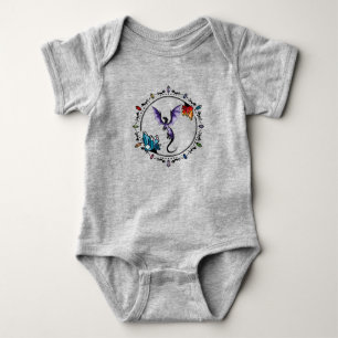 Bright Fantasy Gemstone Elegant Amethyst Dragon Baby Bodysuit