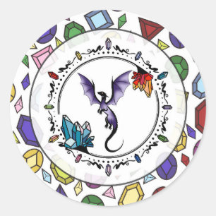 Bright Fantasy Gemstone Elegant Amethyst Dragon Classic Round Sticker