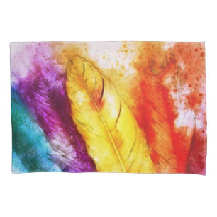 Bright feathers pillowcase
