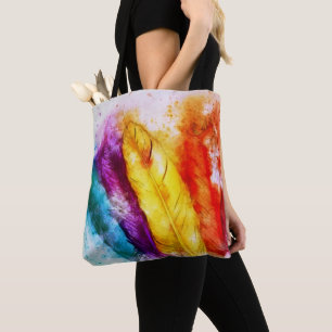 Bright feathers tote bag
