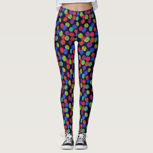 Bright ferns on navy blue design leggings