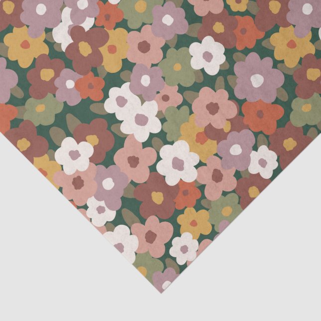 Bright Festive Autumn Floral Pattern  Tissue Paper (Detail)