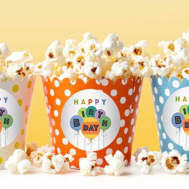 Bright Festive Happy Birthday Balloons Classic Round Sticker (Creator Uploaded)