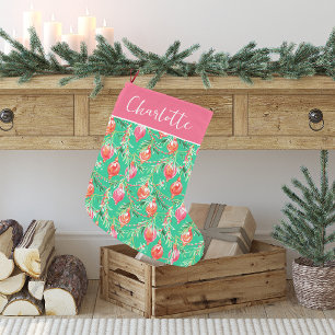 Bright Festive Kitschy Christmas   Monogram Small Christmas Stocking