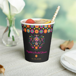 Bright Fiesta Mexican Floral Pattern Bridal Shower Paper Cups