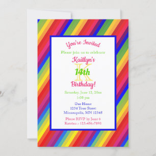 Bright Fiesta Stripes   Birthday Party Invitation