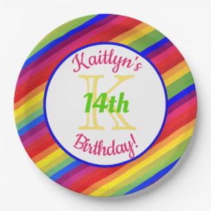 Bright Fiesta Stripes   Birthday Party Paper Plate