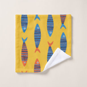Bright fishes seamless pattern. Seaside hand drawn Wash Cloth