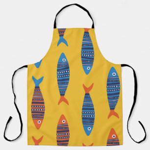 Bright Fishes Underwater Life Illustration Apron