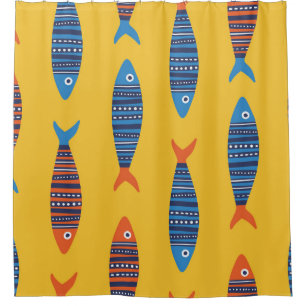 Bright Fishes Underwater Life Illustration Shower Curtain