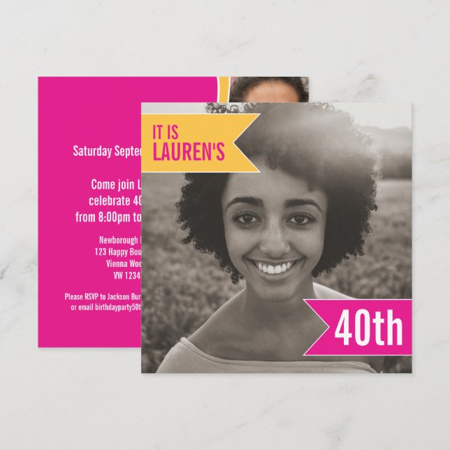 Bright flag photo template 40th birthday party (Front/Back)