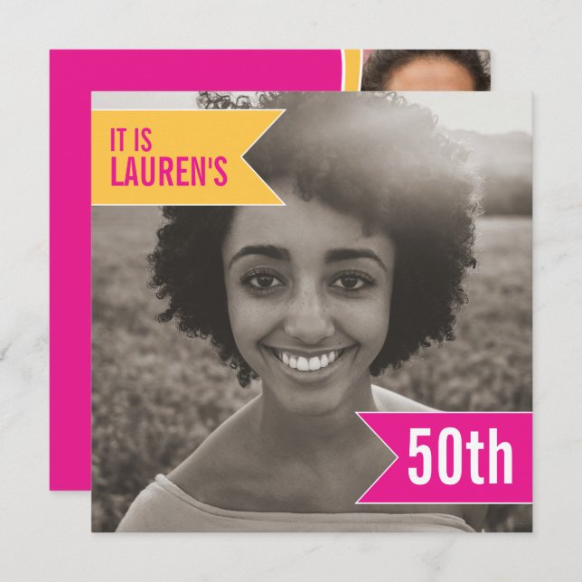 Bright flag photo template 50th birthday party (Front/Back)