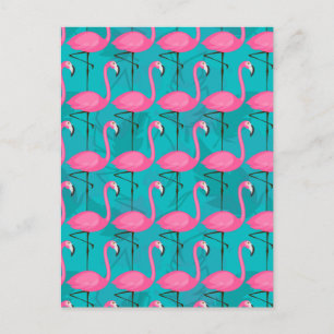 Bright Flamingo Pattern 2 Postcard