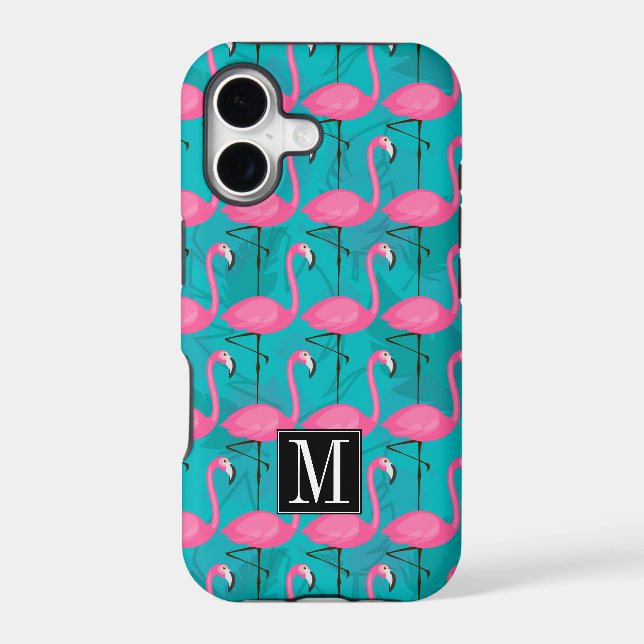 Bright Flamingo Pattern | Add Your Initial (Back)
