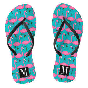 Bright Flamingo Pattern   Add Your Initial Thongs