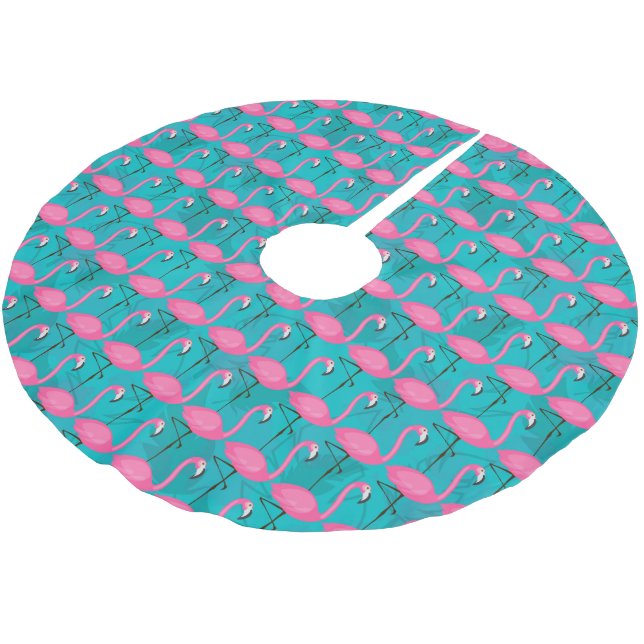 Bright Flamingo Pattern Brushed Polyester Tree Skirt (Angled)