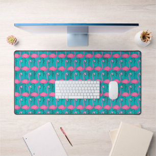 Bright Flamingo Pattern Desk Mat