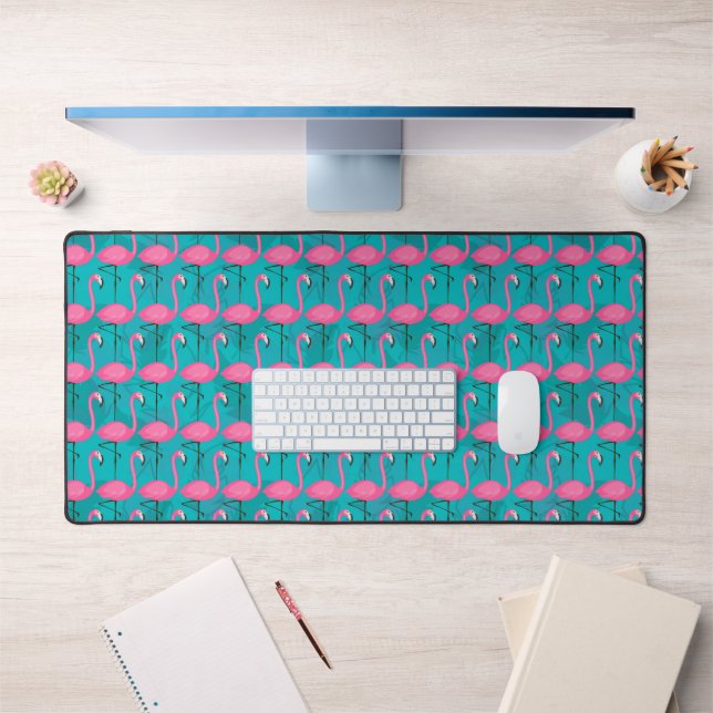 Bright Flamingo Pattern Desk Mat (Office 1)