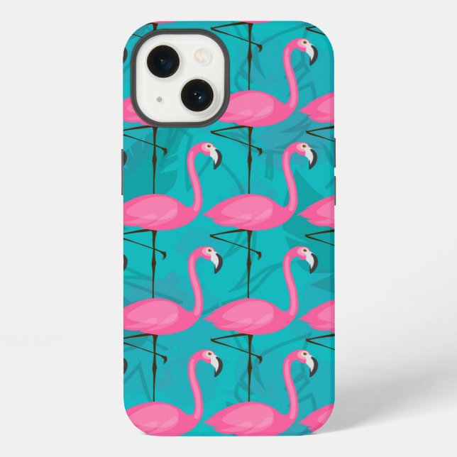 Bright Flamingo Pattern iPhone Case (Back)