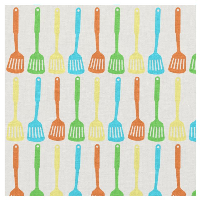 Bright flippers/kitchen gadgets design fabric (Close Up)