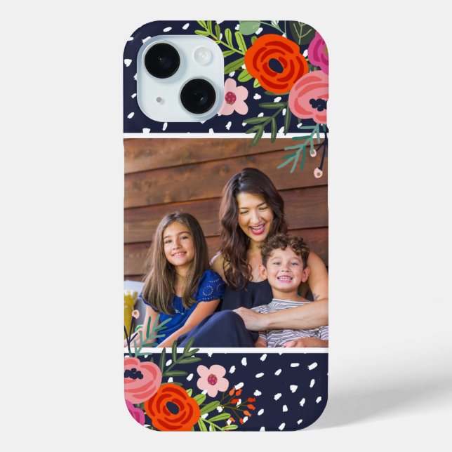 Bright Floral and Dots Custom Photo Case-Mate iPhone Case (Back)