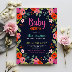 Bright Floral Baby Shower Invitation