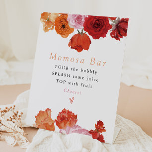 Bright Floral Baby Shower Momosa Bar Pedestal Sign