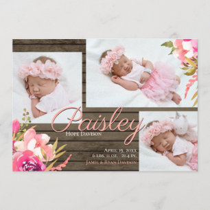 Bright Floral Barn Wood Photo Invitation