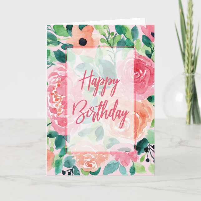 Bright Floral Birthday Card (Front)