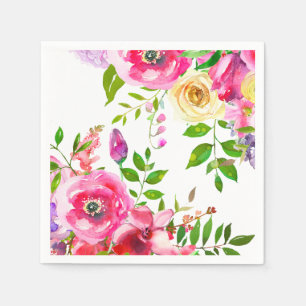 Bright Floral Bold Pink Spring Botanical Modern Napkin