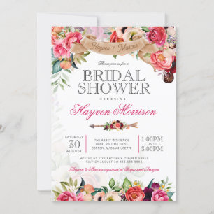 Bright Floral Botanical Boho Bridal Shower Invitation