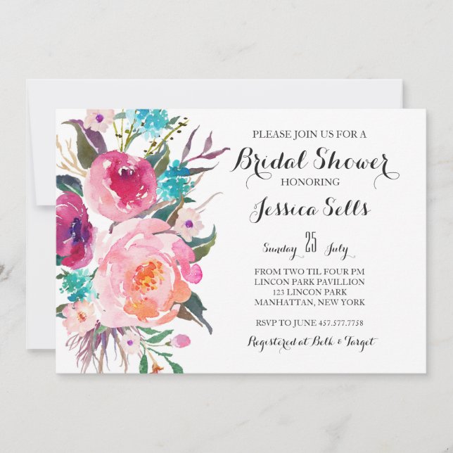 Bright Floral Bridal shower Invitation (Front)