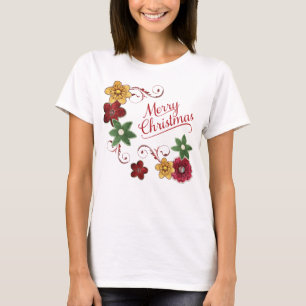 Bright Floral Christmas Swirl T-Shirt