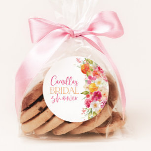 Bright Floral Citrus Bridal Shower Favour Stickers