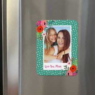 Bright Floral Custom Mother's Day Photo Magnet