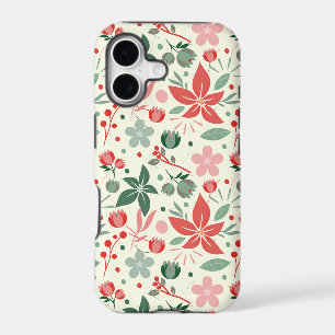 Bright Floral Design with Green Leaves and Dot
