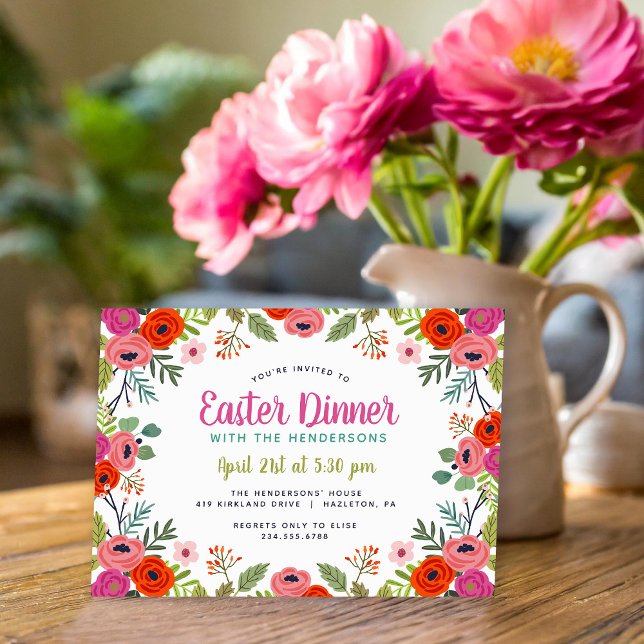 Bright Floral Easter Dinner Invitation (Creator Uploaded)