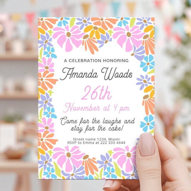 Bright Floral Frame Birthday Celebration Invitation (Creator Uploaded)
